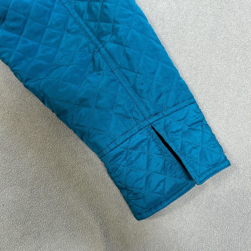 Dialogue Quilted Jacket Womens 1X Tourquoise Silk Button Up Diamond Pattern - Picture 11 of 12
